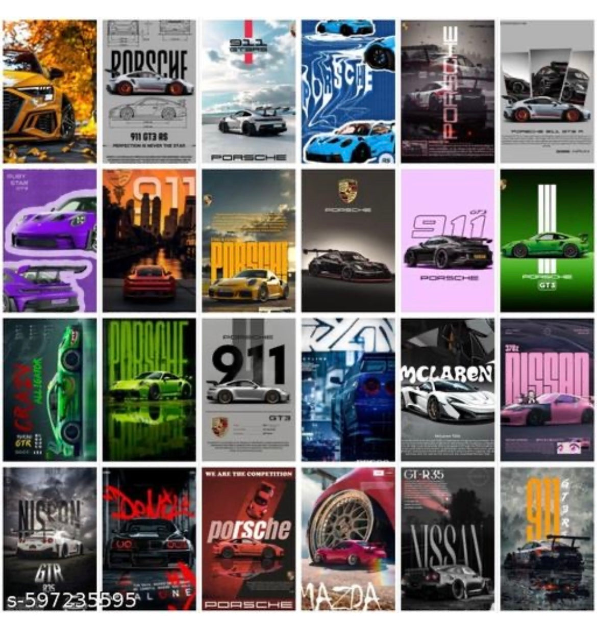 Car wall posters for room decoration 24pcs (4x6inch)